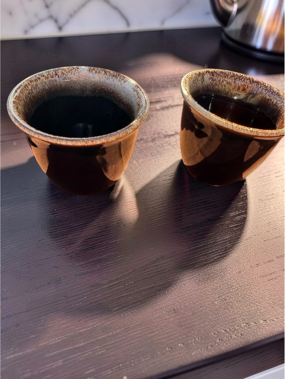 Vintage Hull Pottery Brown Drip Glaze Cups Bowls Set of 2 USA